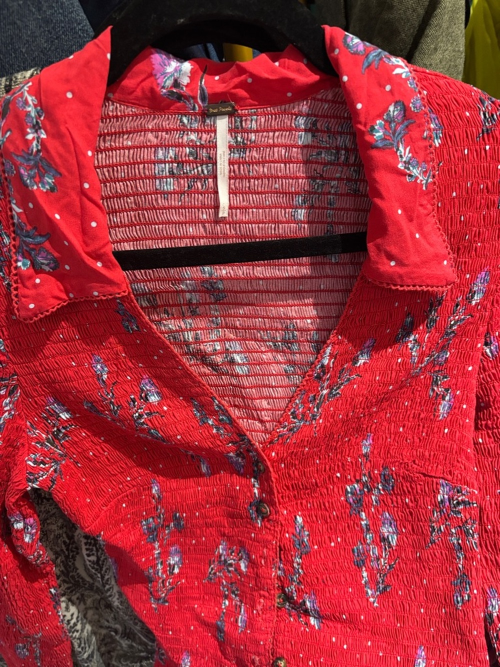 FP Red Smocked Top